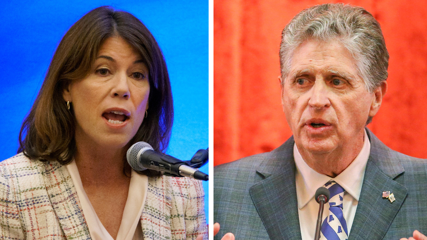 Rhode Island Democratic gubernatorial candidate Helena Foulkes and Gov. Dan McKee (D).