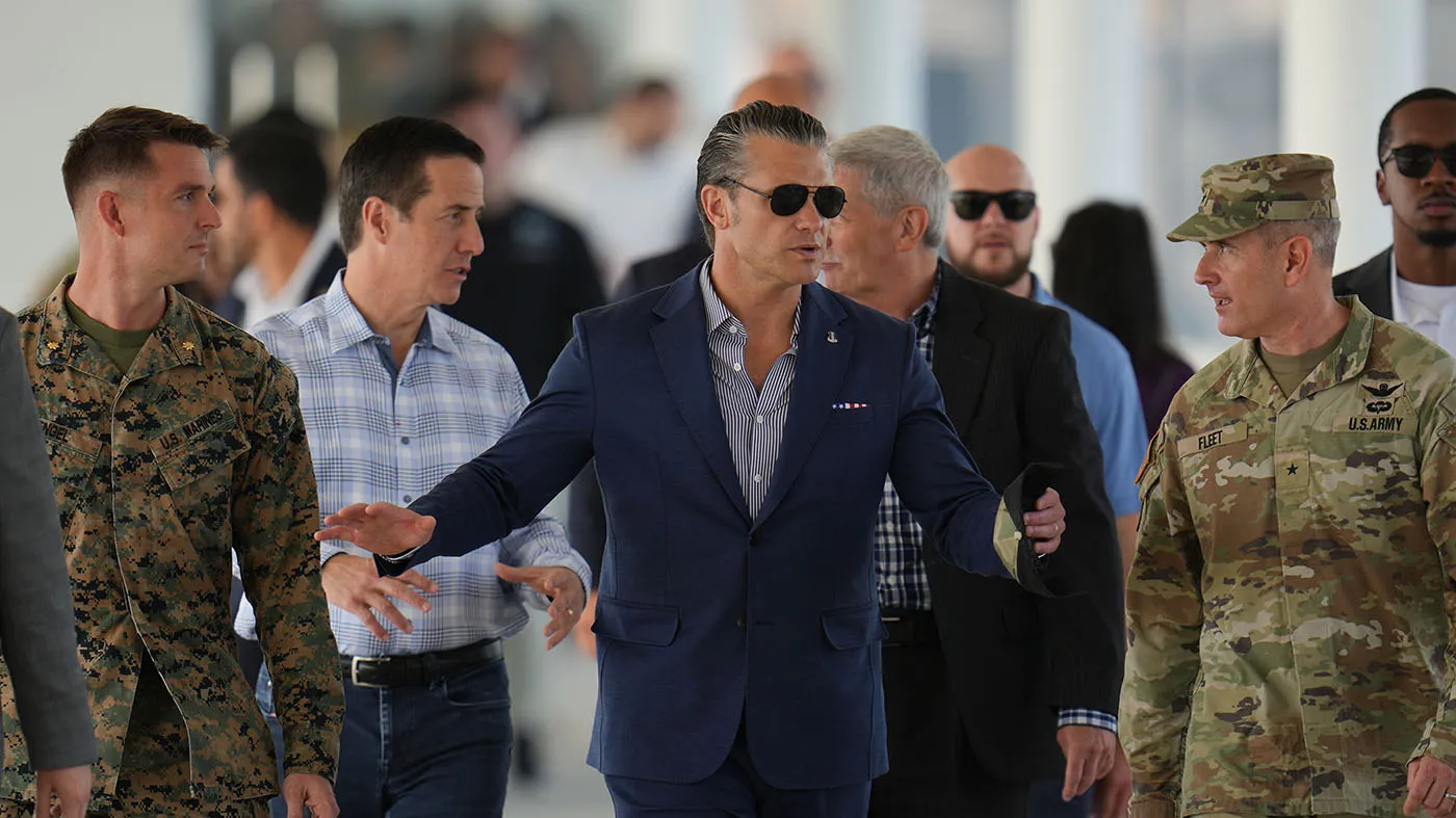 U.S. Defense Secretary Pete Hegseth arrives to observe a U.S.-sponsored multinational military exercise in Panama City, Aug. 13, 2026.