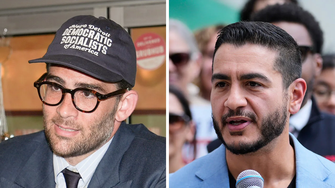 Streamer Hasan Piker, left, and Democratic nominee for U.S. Senate Abdul El-Sayed.