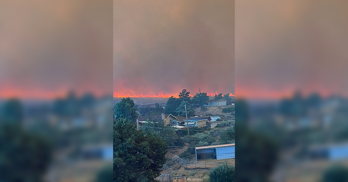 This image provided by Cari Kieffer shows part of the Hawk fire in Reno, Nev. (Cari Kieffer via AP)