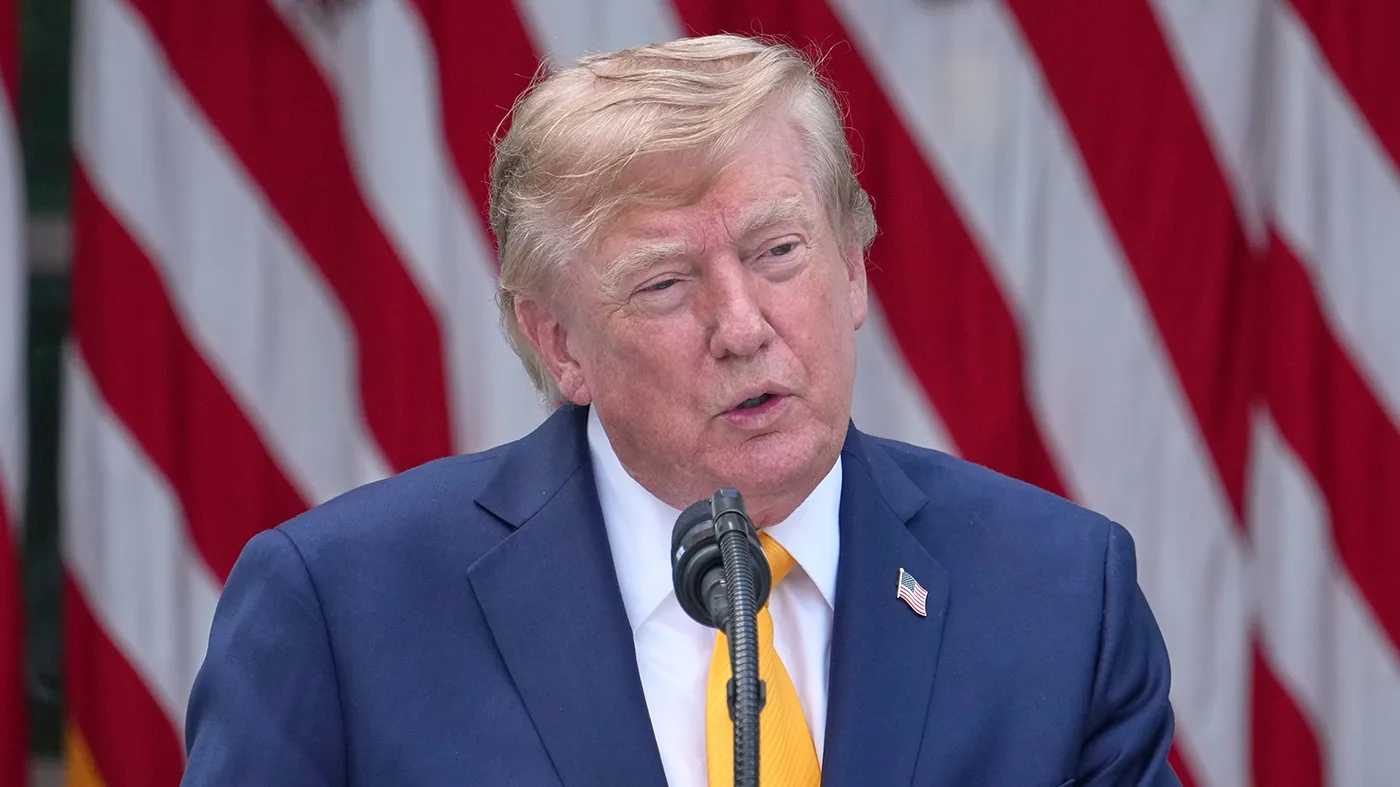 President Trump speaks during a back to school event in the Rose Garden of the White House, Aug. 24, 2026, in Washington.