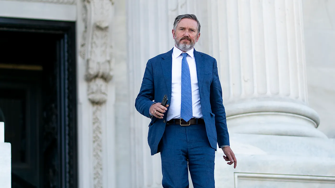 Rep. Thomas Massie (R-Ky.) leaves the Capitol following a series of votes including an Iran war powers resolution on June 3, 2026.