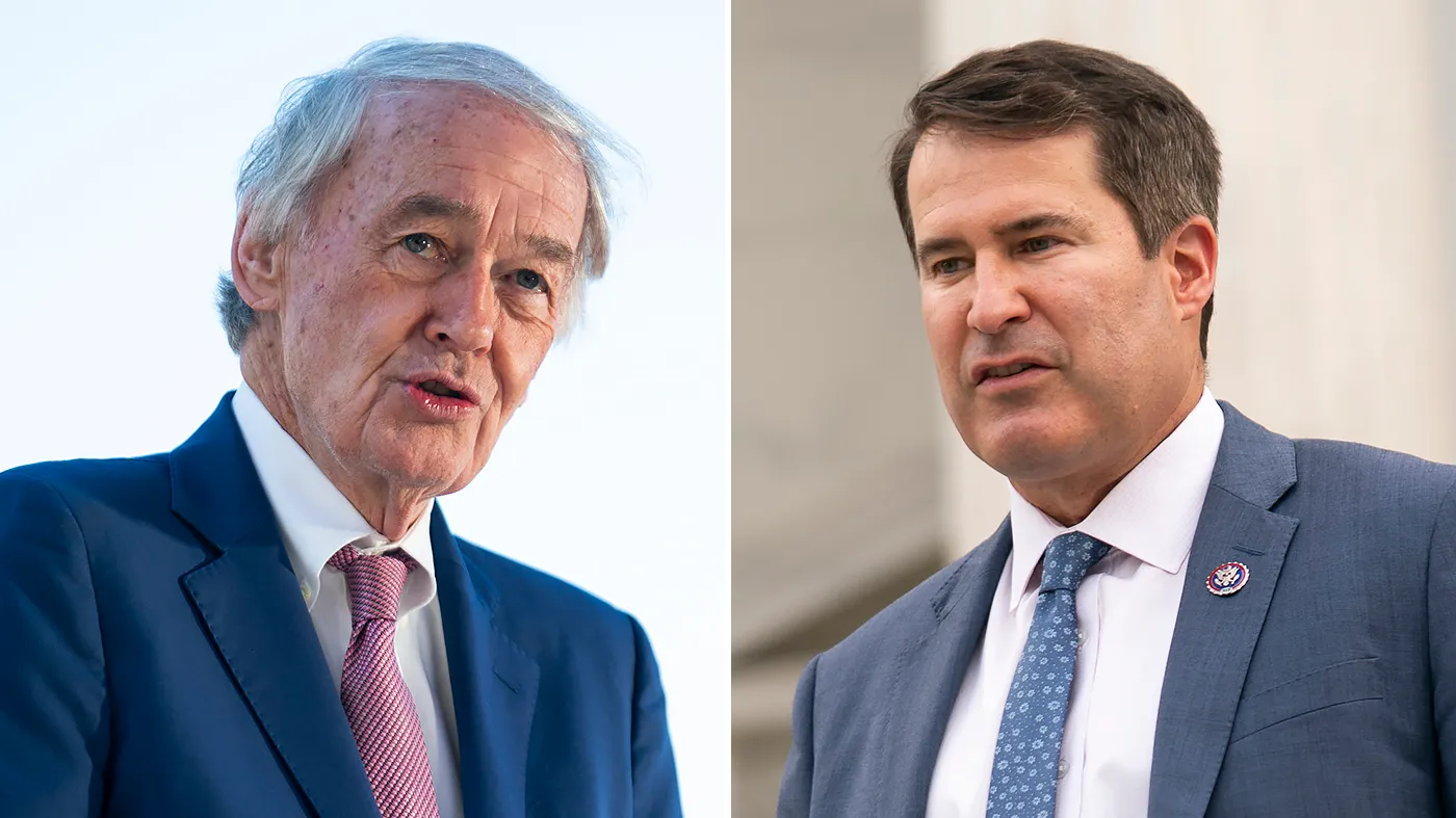 Sen. Edward Markey (D-Mass.) and Rep. Seth Moulton (D-Mass.)