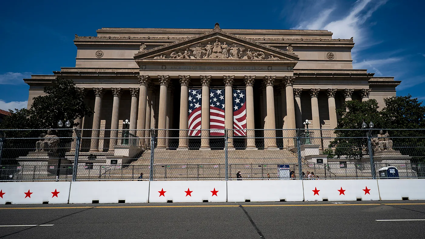 The National Archives is seen before the IndyCar Freedom 250 Grand Prix in Washington, D.C., on Aug. 21, 2026.