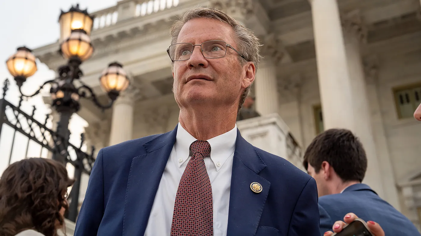 Rep. Tim Burchett (R-Tenn.) addresses reporters after leaving the House of Representatives after a vote at the U.S. Capitol in Washington, D.C., on Aug. 31, 2026.