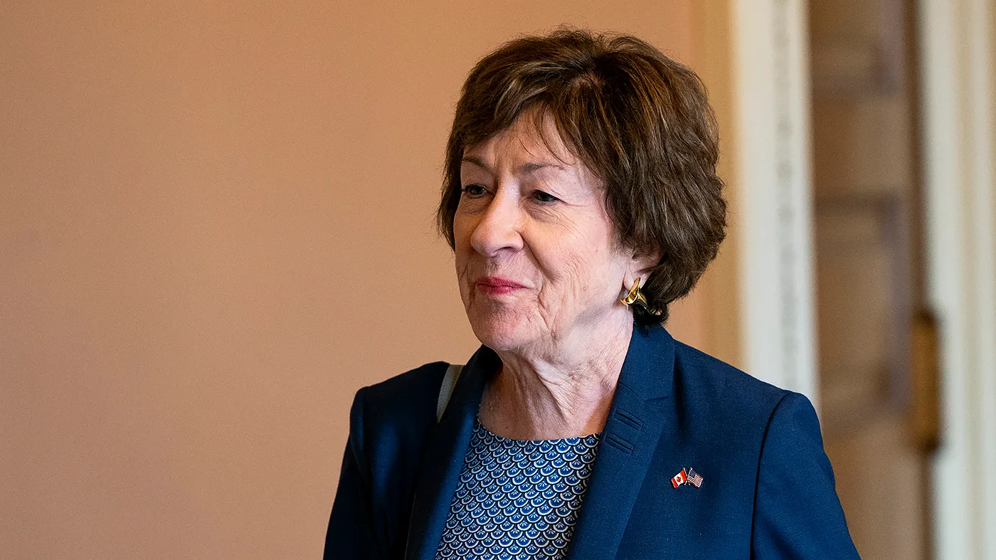 Sen. Susan Collins (R-Maine) leaves a Republican luncheon for a series of nomination votes on Aug. 5, 2026.