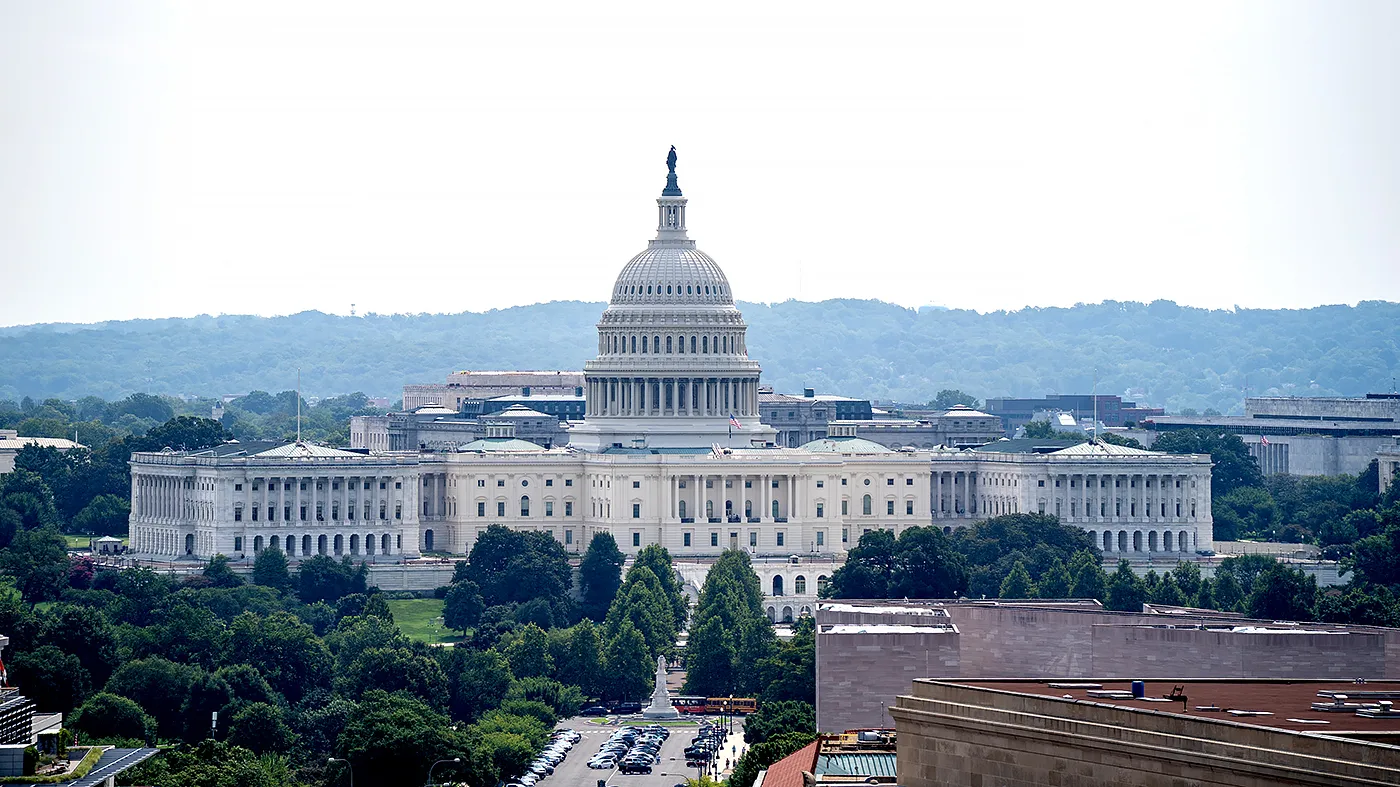 The U.S. Capitol Building is seen from the top of the Old Post Office Tower in Washington, D.C., on Wednesday, August 12, 2026.