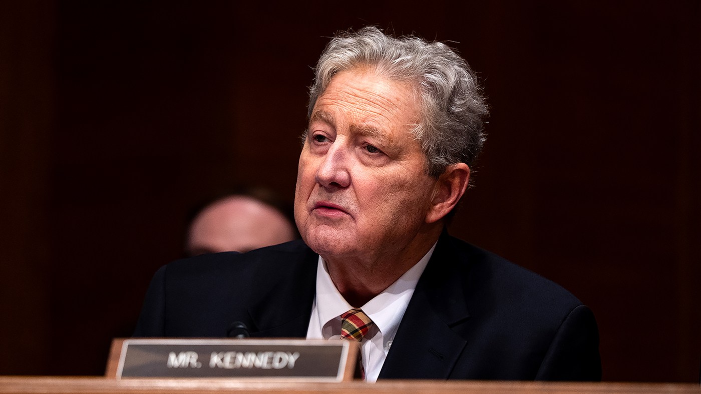 Sen. John Kennedy (R-La.) questions Director of the OMB Russ Vought during a Senate Banking, Housing, and Urban Affairs Committee hearing to discuss the Consumer Financial Protection Bureau (CFPB) semi-annual report to Congress at the U.S. Capitol in Washington, D.C., on Thursday, July 16, 2026.