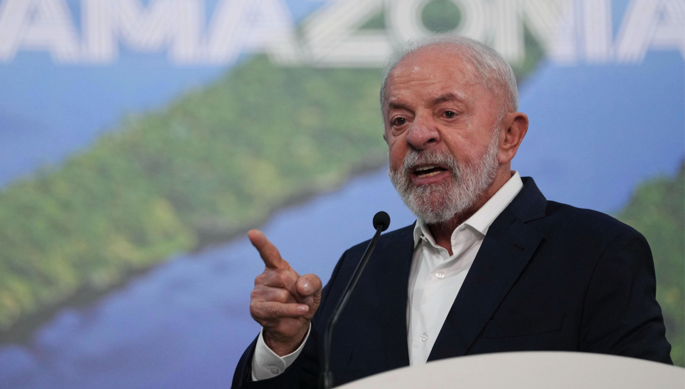 Brazilian President Luiz Inacio Lula da Silva speaks during a news conference at the COP30 U.N. Climate Summit, Nov. 19, 2025, in Belem, Brazil.
