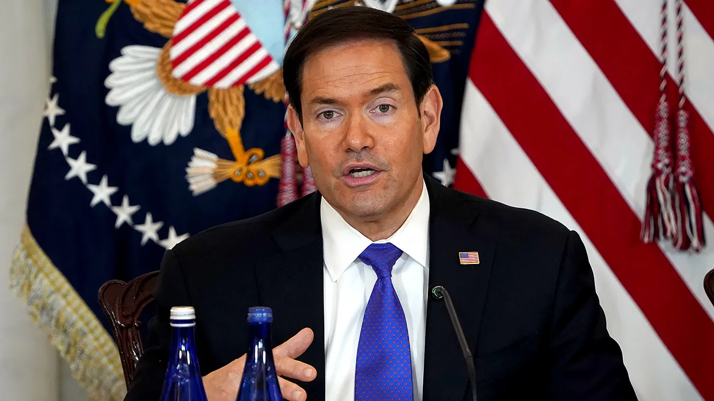 Secretary of State Marco Rubio speaks during a roundtable discussion on American mining at the State Department in Washington, D.C., on Aug. 7, 2026.