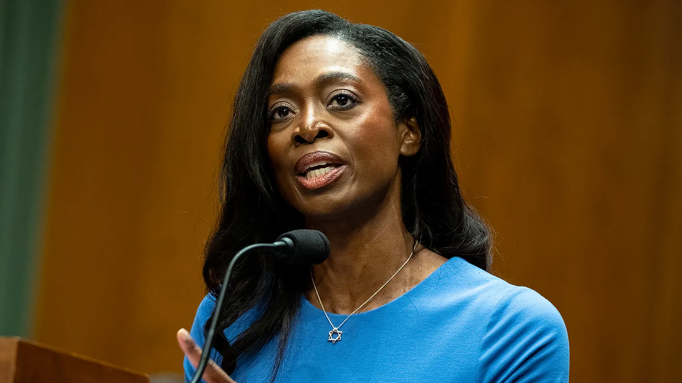 Erica Schwartz answers questions during her nomination to become Director of the Centers for Disease Control and Prevention at the U.S. Capitol in Washington, D.C., on Wednesday, July 15, 2026.