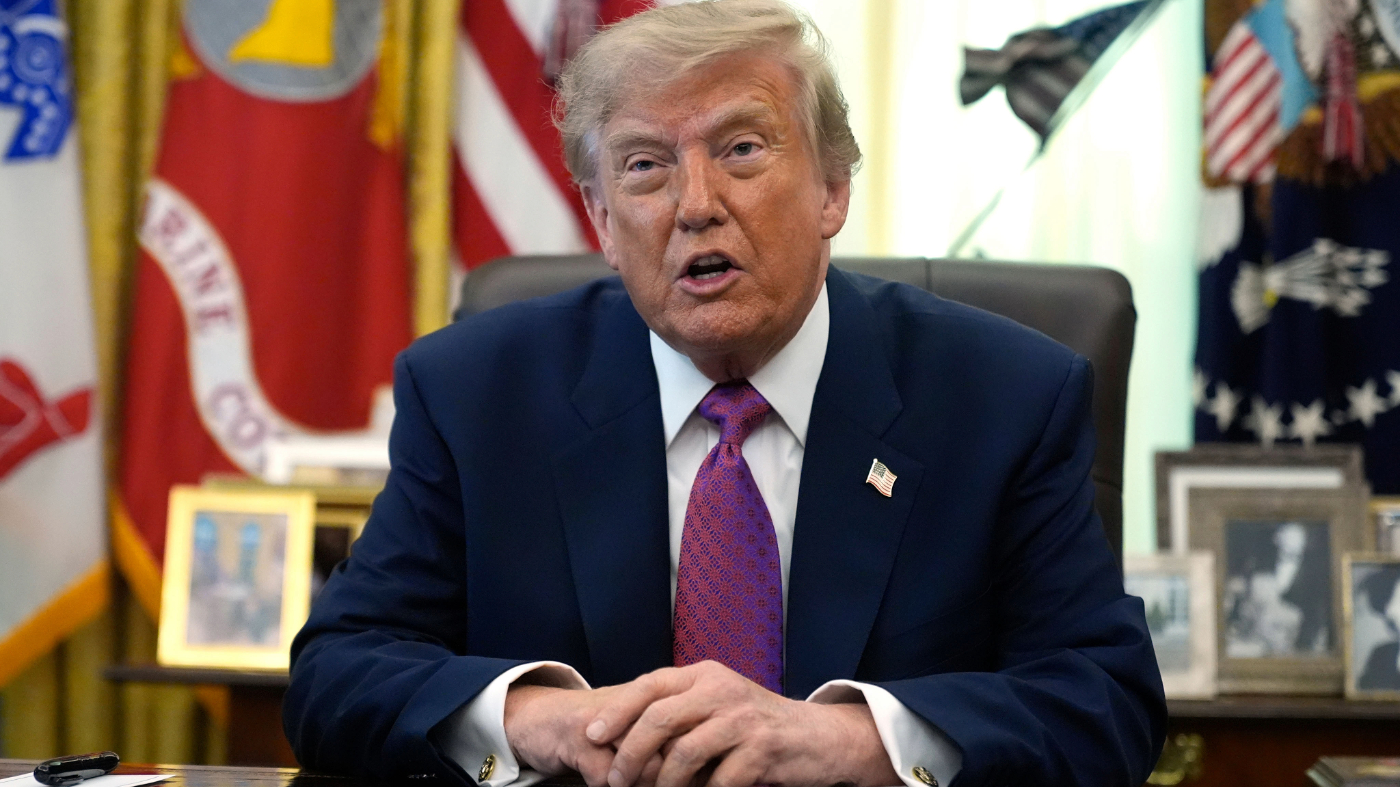 President Trump speaks in the Oval Office of the White House, Aug. 27, 2026, in Washington.