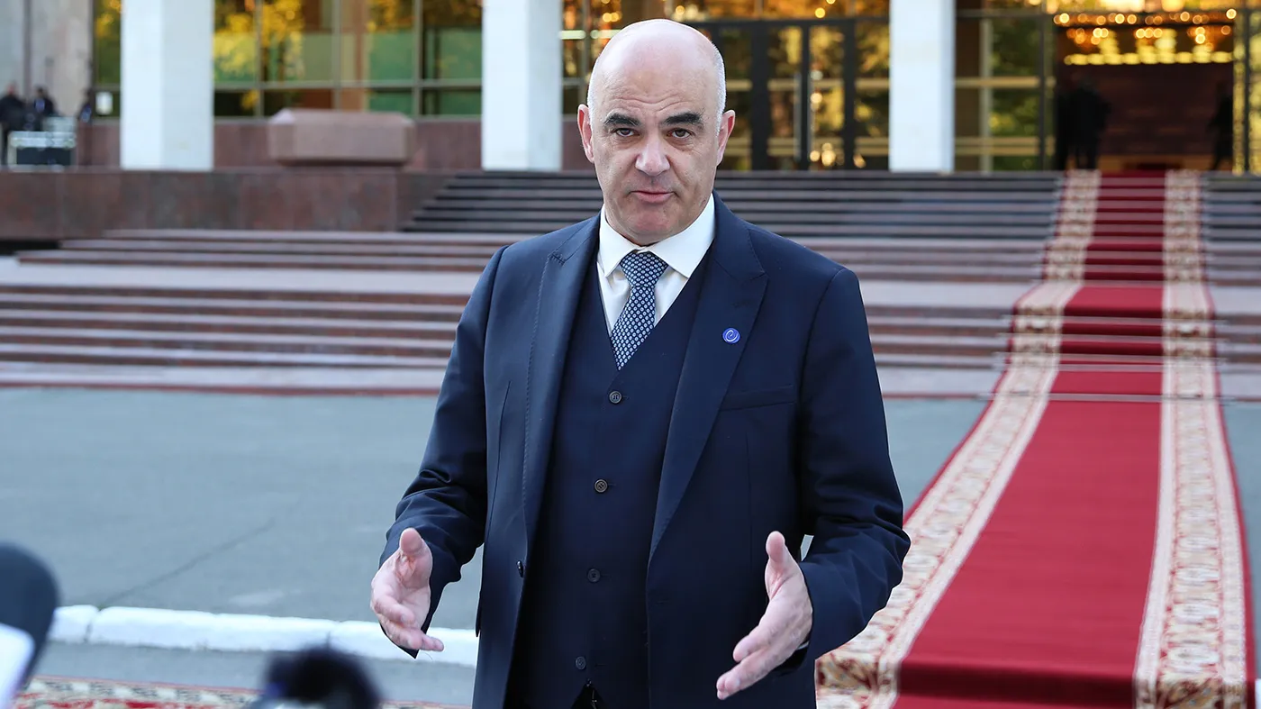 Secretary-General of the Council of Europe Alain Berset speaks to media before the opening session of the 135th Ministerial Session of the Committee of Ministers of the Council of Europe in Chisinau, Moldova, on May 15, 2026.