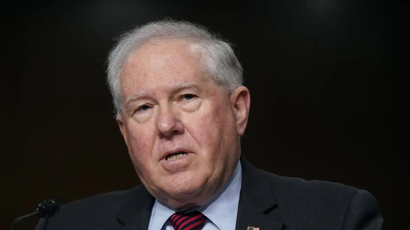 Secretary of the Air Force Frank Kendall III testifies before a Senate Armed Services Committee hearing to review the Air Force’s Defense Authorization Request for fiscal year 2023, Tuesday, May 3, 2022, on Capitol Hill in Washington. (AP Photo/Patrick Semansky)