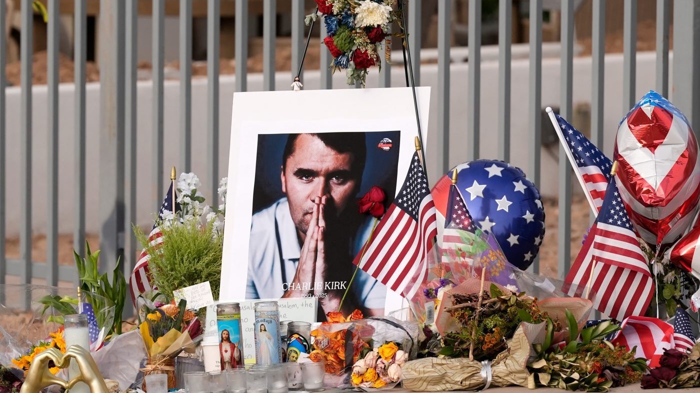 FILE – A makeshift memorial grows in size at the Turning Point USA headquarters after the shooting death at a Utah college of Charlie Kirk, the 31-year-old founder and CEO of the organization, Sept. 17, 2025, in Phoenix. (AP Photo/Ross D. Franklin, File)