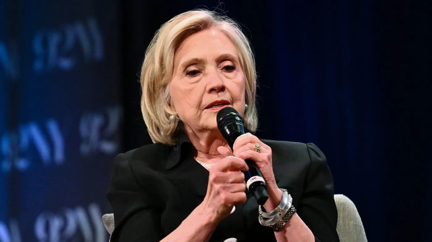 Secretary Hillary Rodham Clinton speaks during a taping of an episode of The New Yorker Radio Hour at The 92nd Street Y on Monday, June 15, 2026, in New York. (Photo by Evan Agostini/Invision/AP)