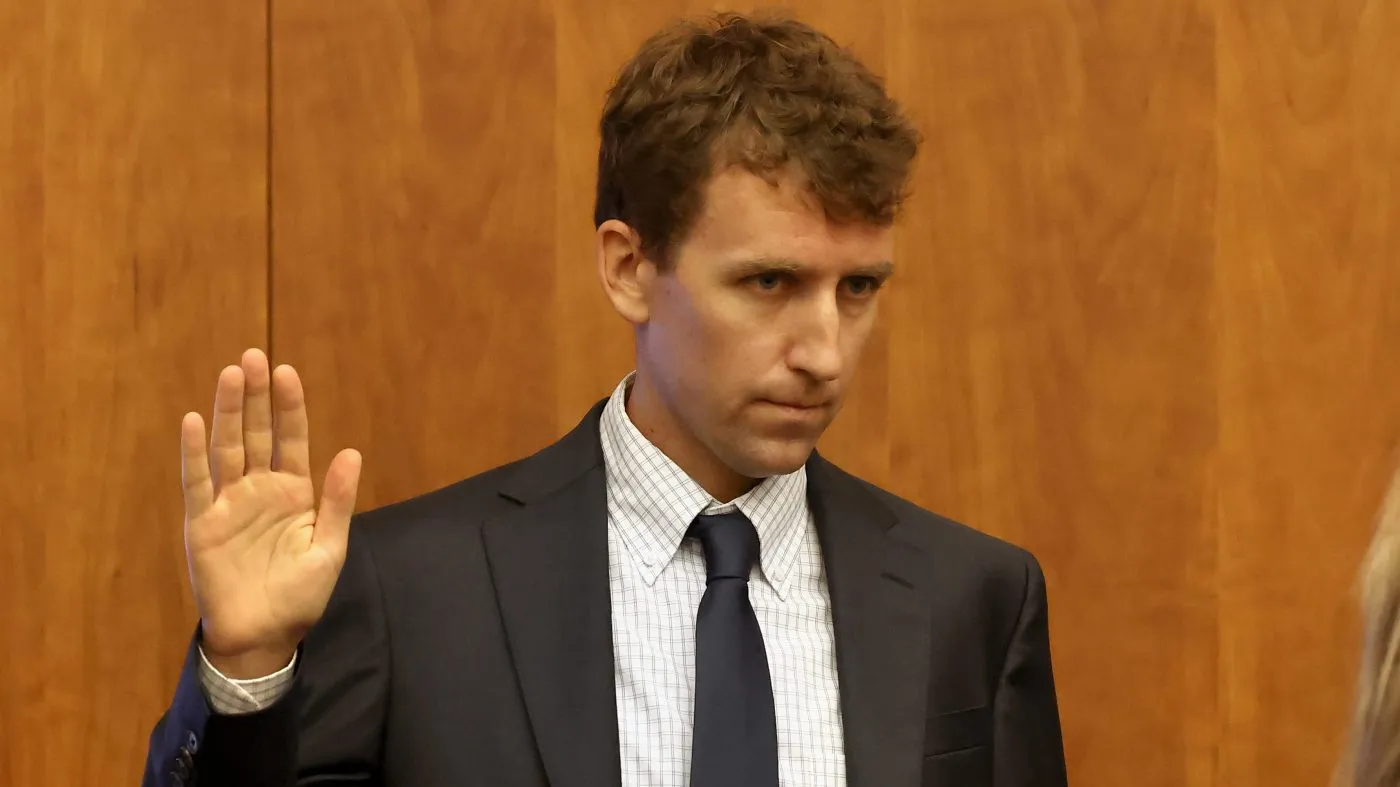 Patrick Clancy is sworn in during the Lindsay Clancy murder trial at Plymouth Superior Court in Plymouth, Mass., on Wednesday, July 29, 2026. (David L. Ryan/The Boston Globe via AP, Pool)