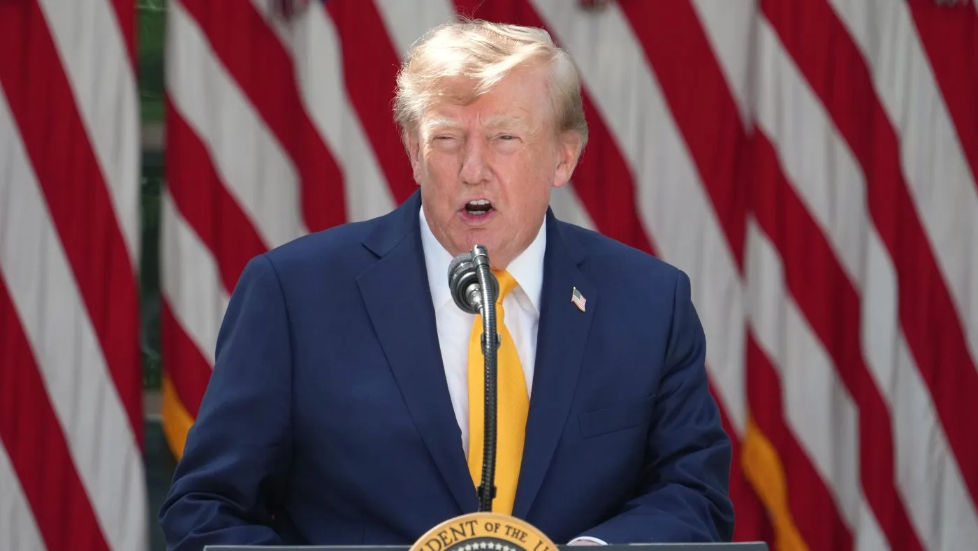 President Donald Trump speaks during a back to school event in the Rose Garden of the White House, Monday, Aug. 24, 2026, in Washington. (AP Photo/Alex Brandon)
