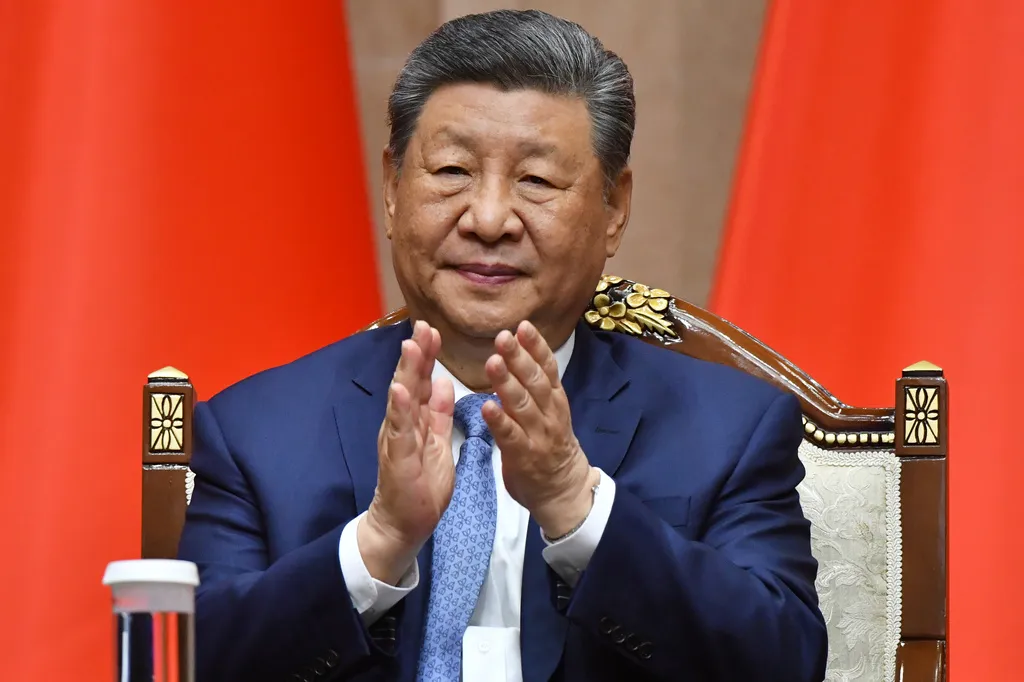 Chinese President Xi Jinping attends a signing ceremony after his talks with Kyrgyz President Sadyr Zhaparov at the Yntymak Ordo state residence in Bishkek, Kyrgyzstan, Monday, Aug. 31, 2026. (AP Photo/Vladimir Voronin)