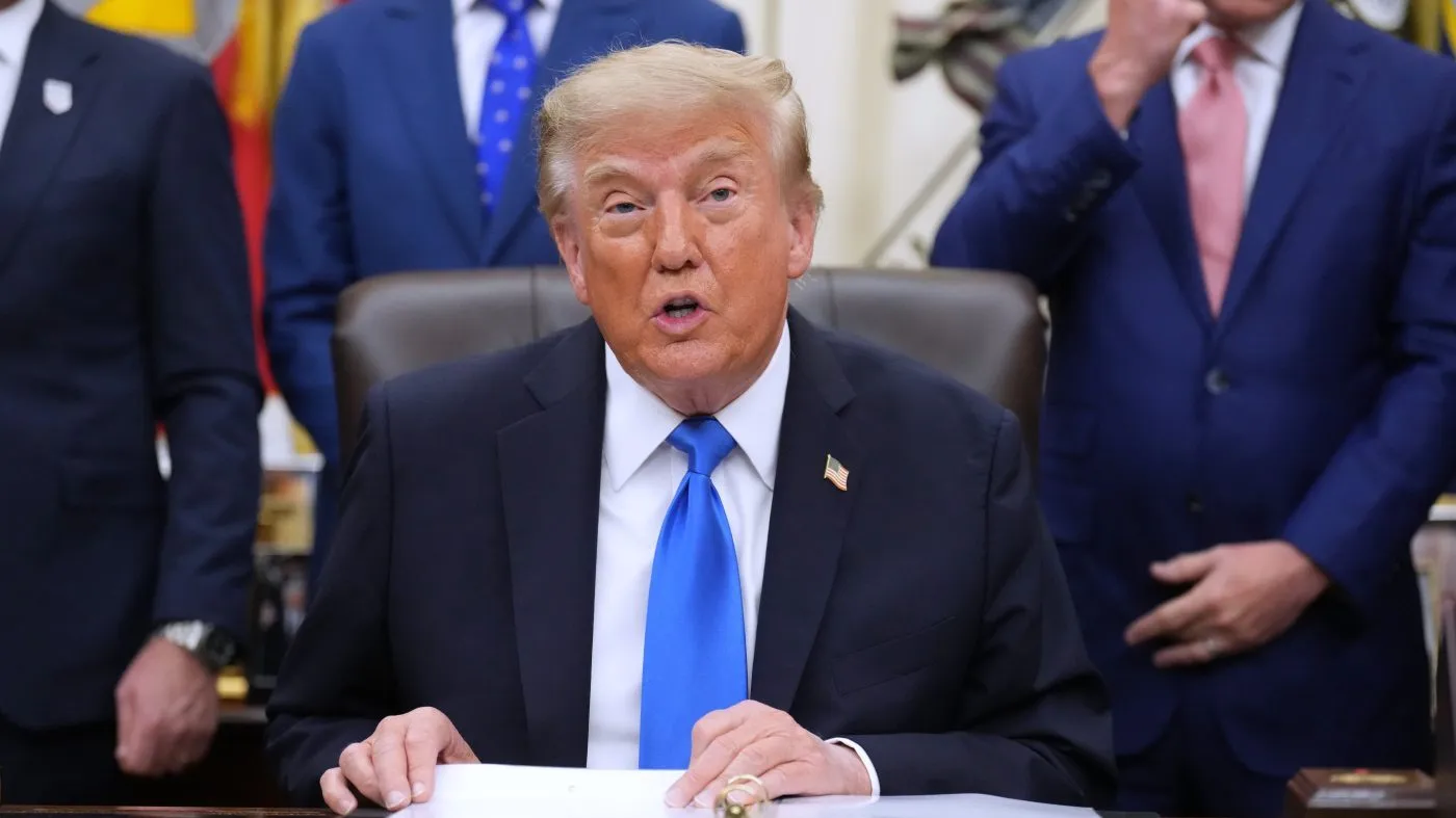 President Donald Trump speaks in the Oval Office of the White House during a meeting with travel executives, Wednesday, Sept. 2, 2026, in Washington. (AP Photo/Jacquelyn Martin)