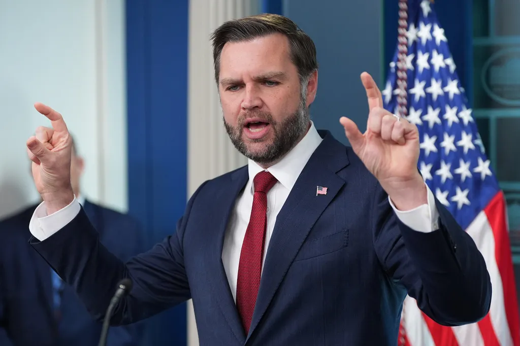 Vice President JD Vance speaks with reporters in the James Brady Press Briefing Room at the White House, Thursday, Sept. 3, 2026, in Washington. (AP Photo/Alex Brandon)