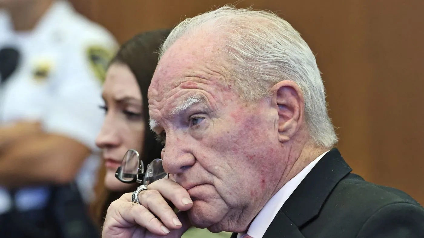 Defense attorney Kevin Reddington and defendant Lindsay Clancy listen to Judge William Sullivan speak with the jury after declaring a mistrial at court in Plymouth, Mass., on Friday, Sept. 4, 2026. (Greg Derr/The Patriot Ledger via AP, Pool)