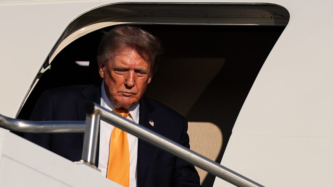 President Trump disembarks Air Force One at Morristown Airport, Sept. 4, 2026, in Morristown, N.J.