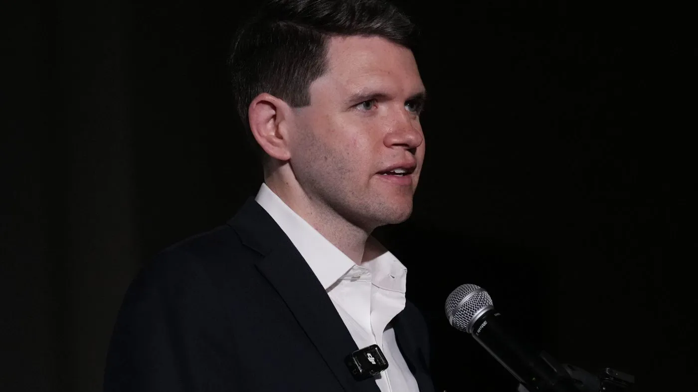Democratic U.S. Senate candidate Texas state Rep. James Talarico speaks during an event in Dallas, Sept. 10, 2026.