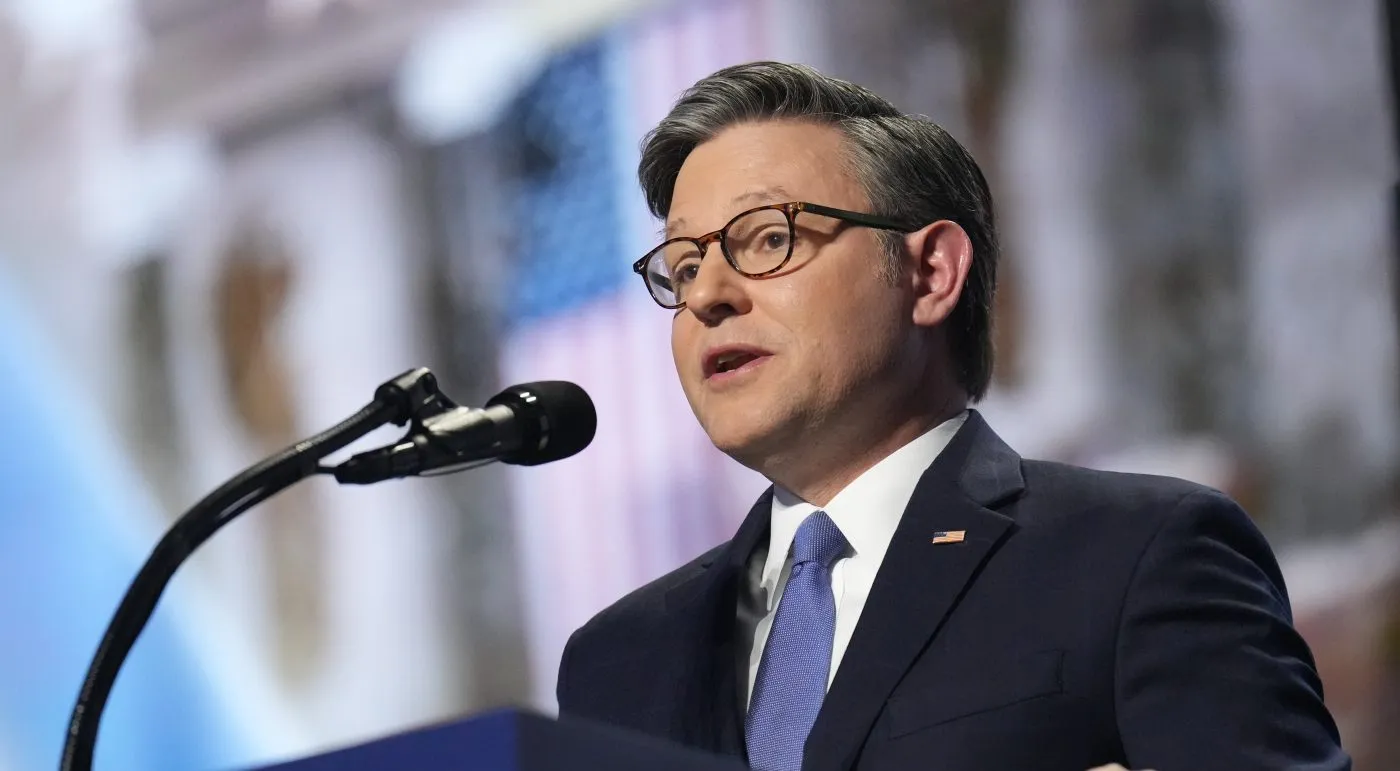 Speaker of the House Mike Johnson of Louisiana, speaks at the Republican convention Thursday, Sept. 10, 2026, in Dallas. (AP Photo/Jacquelyn Martin)
