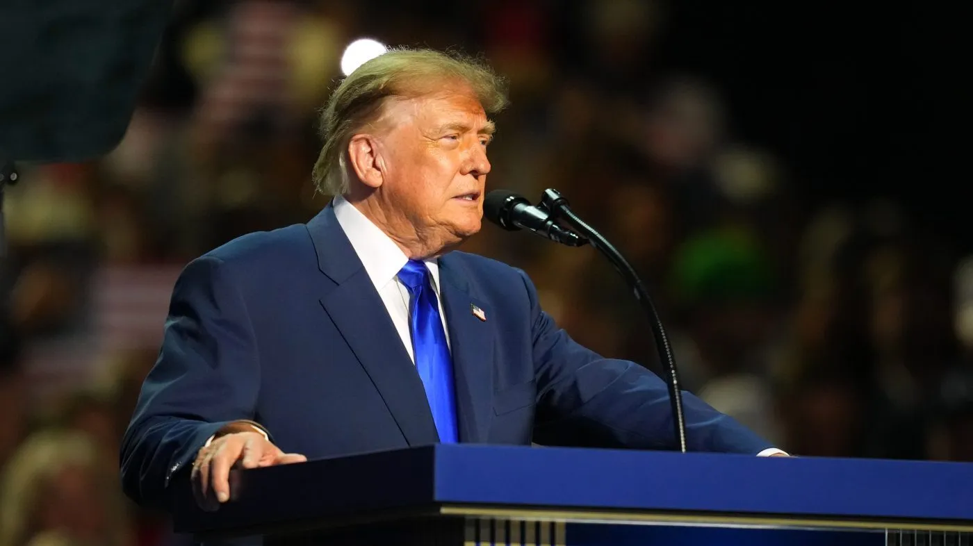 President Donald Trump speaks at the Republican convention Wednesday, Sept. 9, 2026, in Dallas. (AP Photo/Julio Cortez)