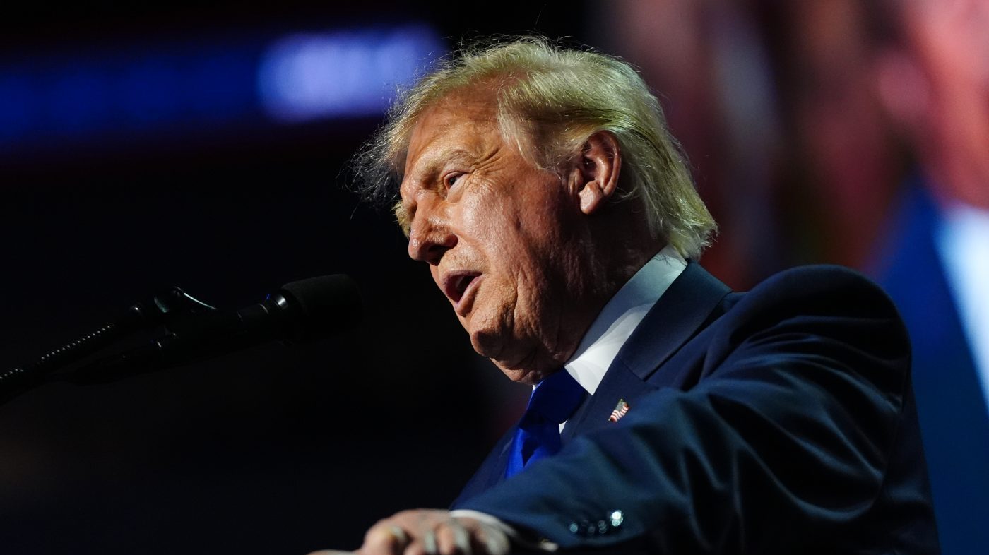President Trump speaks at the Republican convention, Sept. 9, 2026, in Dallas.