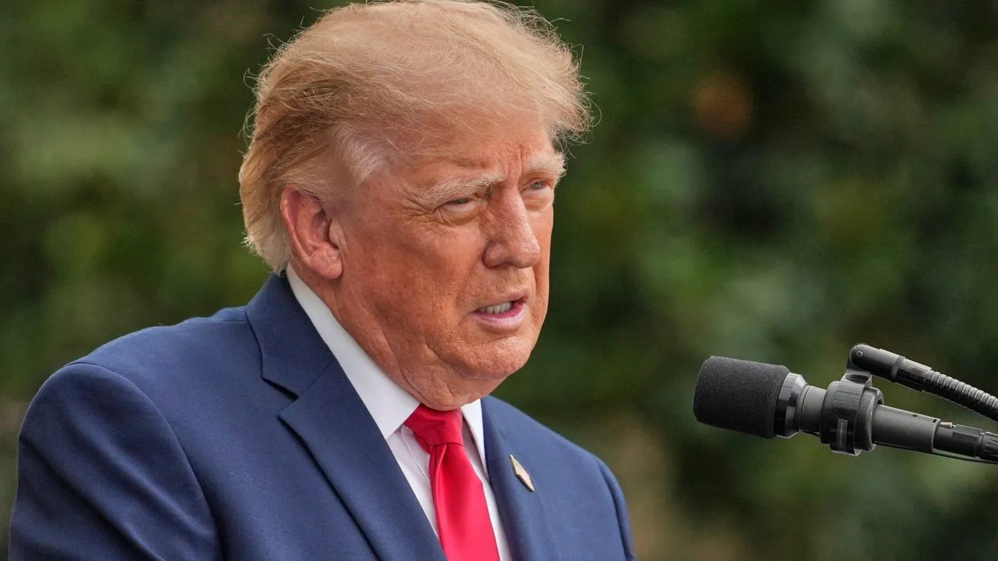 President Trump speaks during an observance ceremony on the 25th anniversary of the 9/11 attacks, Sept. 11, 2026, at the Pentagon in Washington.