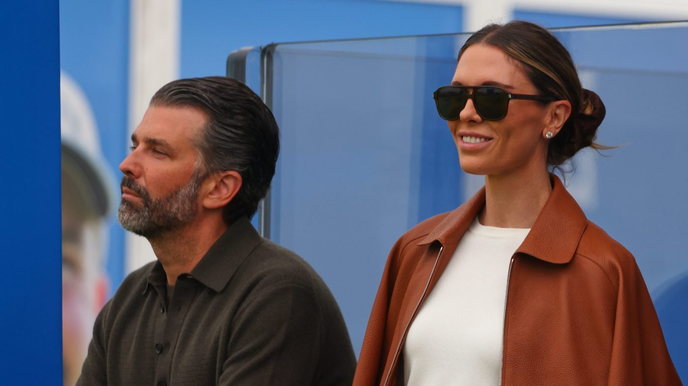 President Trump’s son Donald Trump Jr. and his wife Bettina watch the play at the Irish Open at the Trump International Golf Links course in Doonbeg, Ireland, on Sept. 13, 2026.