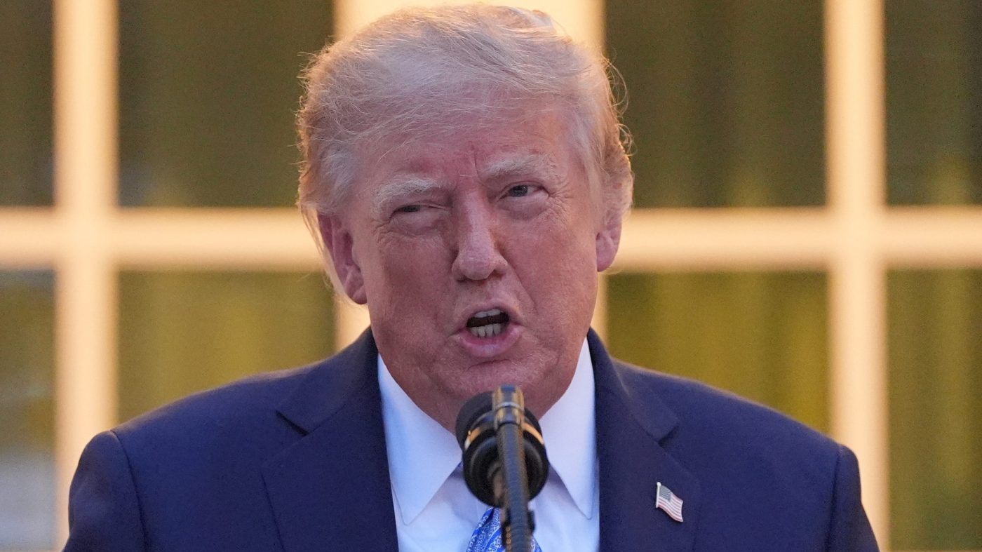 President Donald Trump speaks during a dinner in the Rose Garden of the White House, Thursday, Sept. 17, 2026, in Washington. (AP Photo/Alex Brandon)