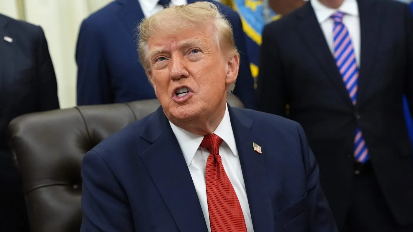 President Trump speaks during an event about healthcare in the Oval Office of the White House, Sept. 18, 2026, in Washington.