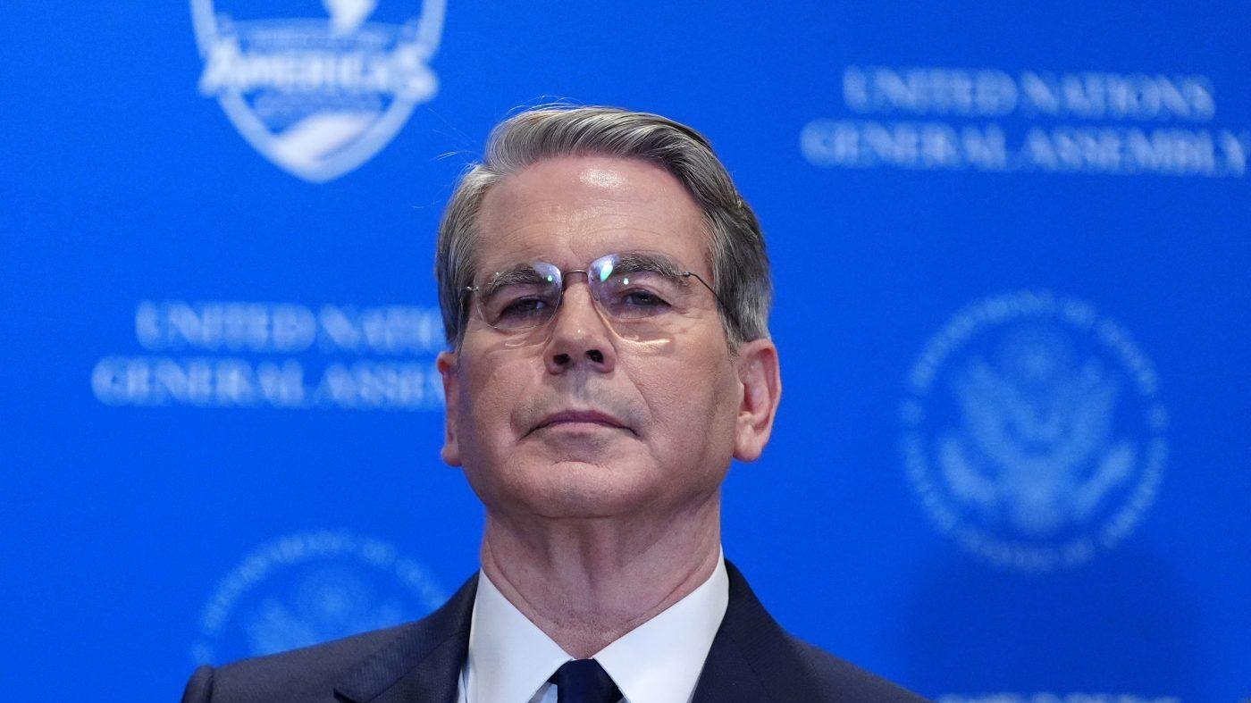 Treasury Secretary Scott Bessent attends a meeting with President Donald Trump of the multinational political and security coalition “Shield of the Americas” on the sidelines the United Nations General Assembly, Tuesday, Sept. 22, 2026, at the UN headquarters. (AP Photo/Julia Demaree Nikhinson)