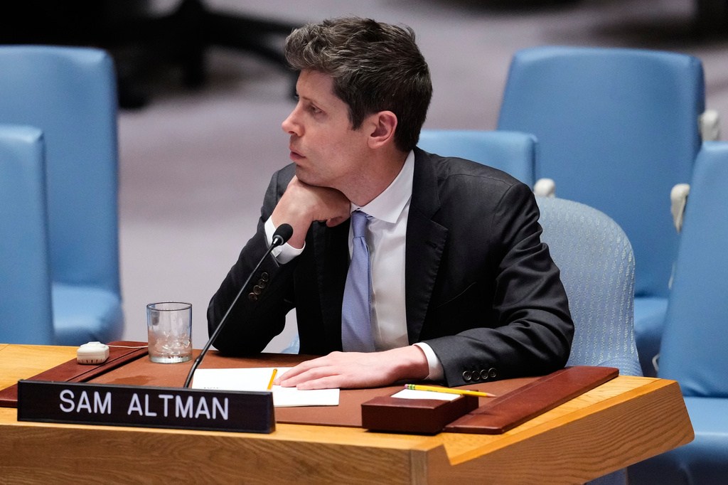 Sam Altman, CEO of OpenAI, listens during a Security Council meeting on artificial intelligence at the 81st session of the United Nations General Assembly at United Nations headquarters, Wednesday, Sept. 23, 2026. (AP Photo/Yuki Iwamura)