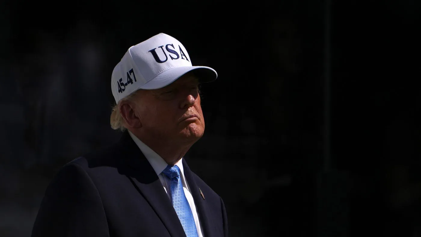 President Donald Trump attends the Presidents Cup golf tournament at Medinah Country Club, Sunday, Sept. 27, 2026, in Medinah, Ill. (AP Photo/Julia Demaree Nikhinson)