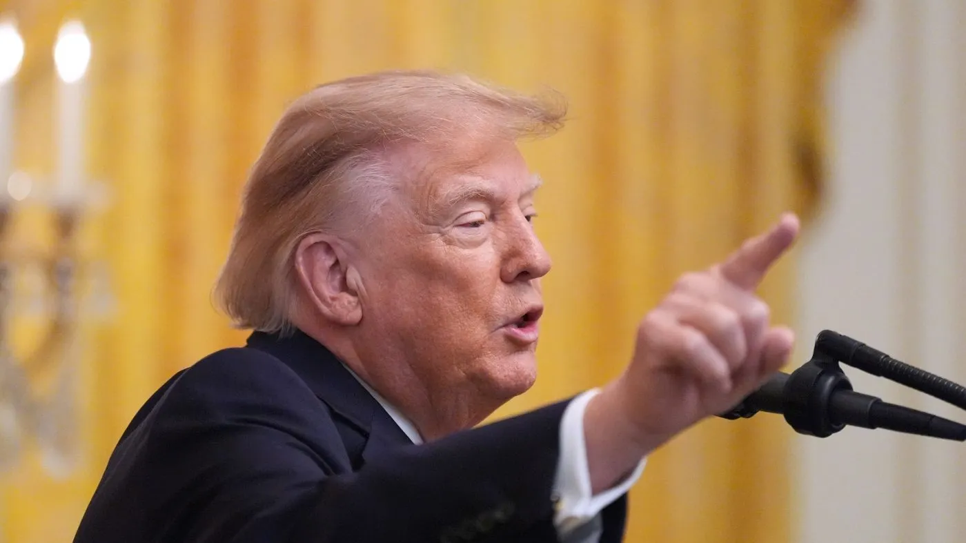 President Trump speaks during a Hispanic Heritage Month event in the East Room of the White House, Sept. 30, 2026, in Washington.