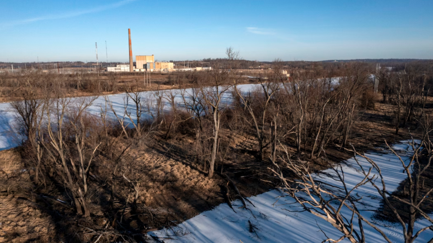 An aerial view of the Cedar River and the Duane Arnold Energy Center near Palo, Iowa on Tuesday, Jan. 28, 2025. (Nick Rohlman/The Gazette via AP)