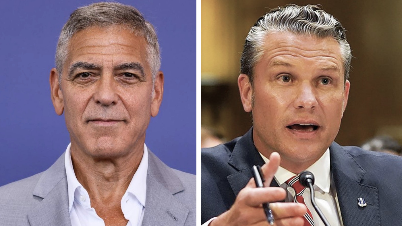 Actor George Clooney and Defense Secretary Pete Hegseth. (The Hill/Natasha Kaiser/Invision/Joel C Ryan via AP)