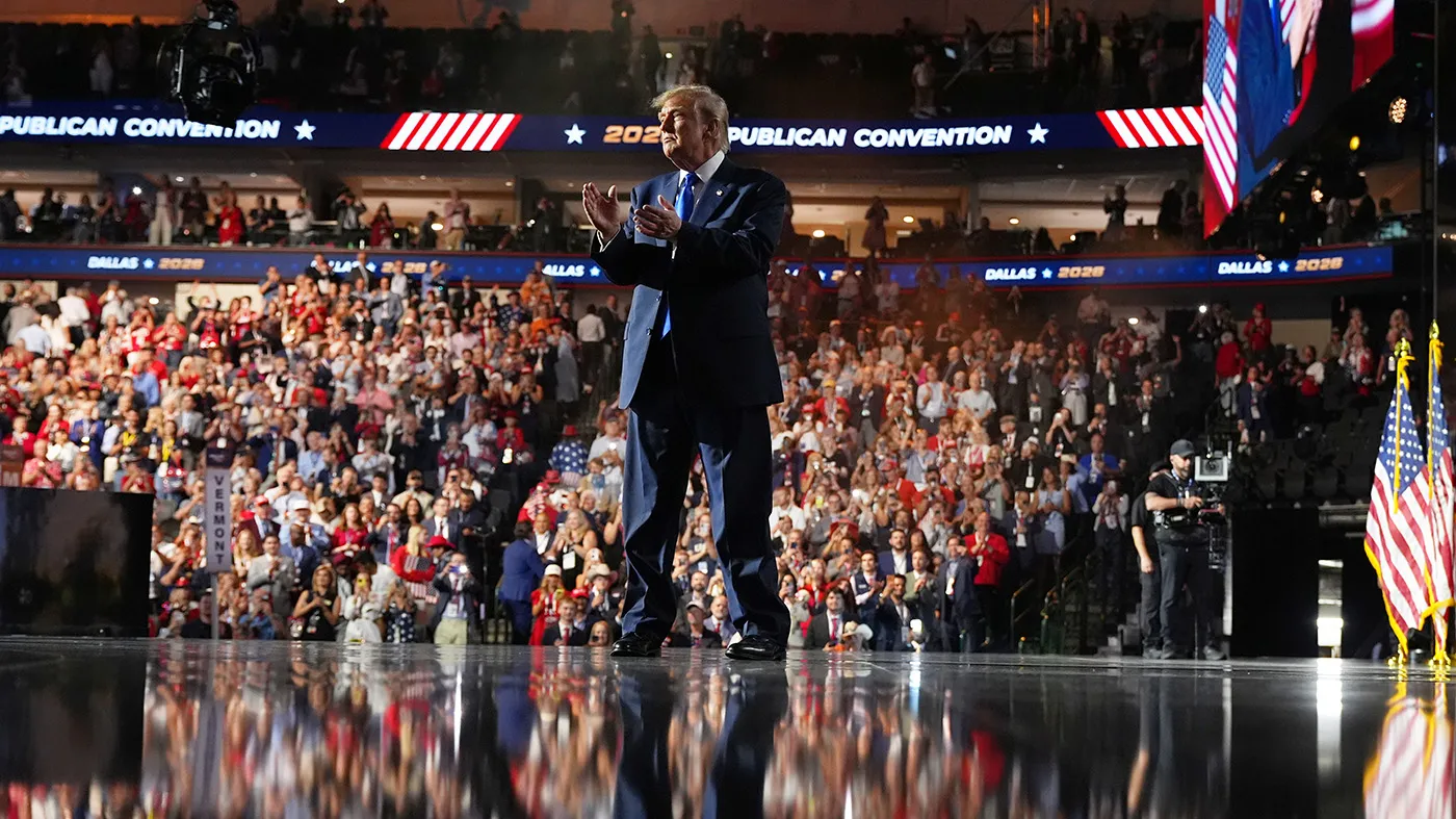 President Trump leaves the GOP’s midterm convention, Sept. 9, 2026, in Dallas.