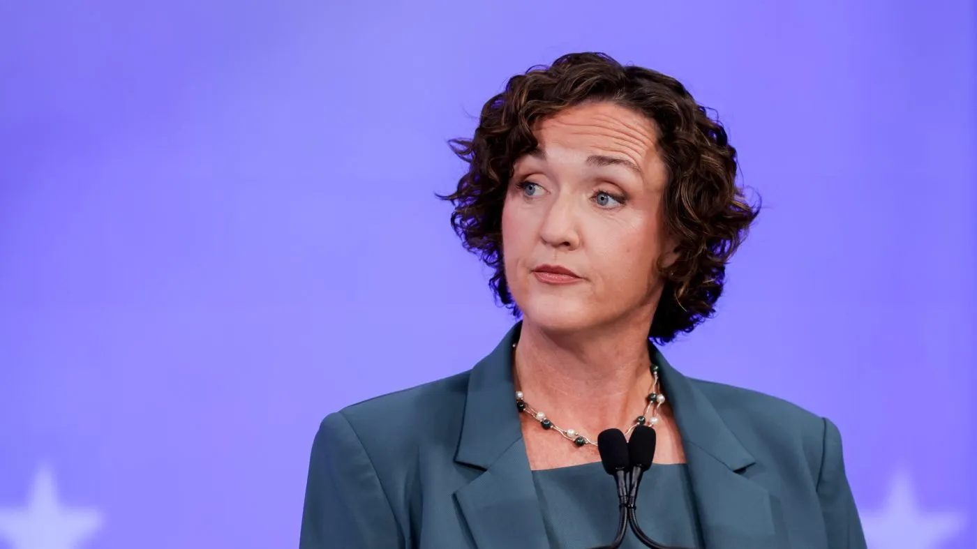 Former Rep. Katie Porter (D-Calif.) on Wednesday, April 22, 2026. (Jason Henry/Nexstar/Bloomberg)