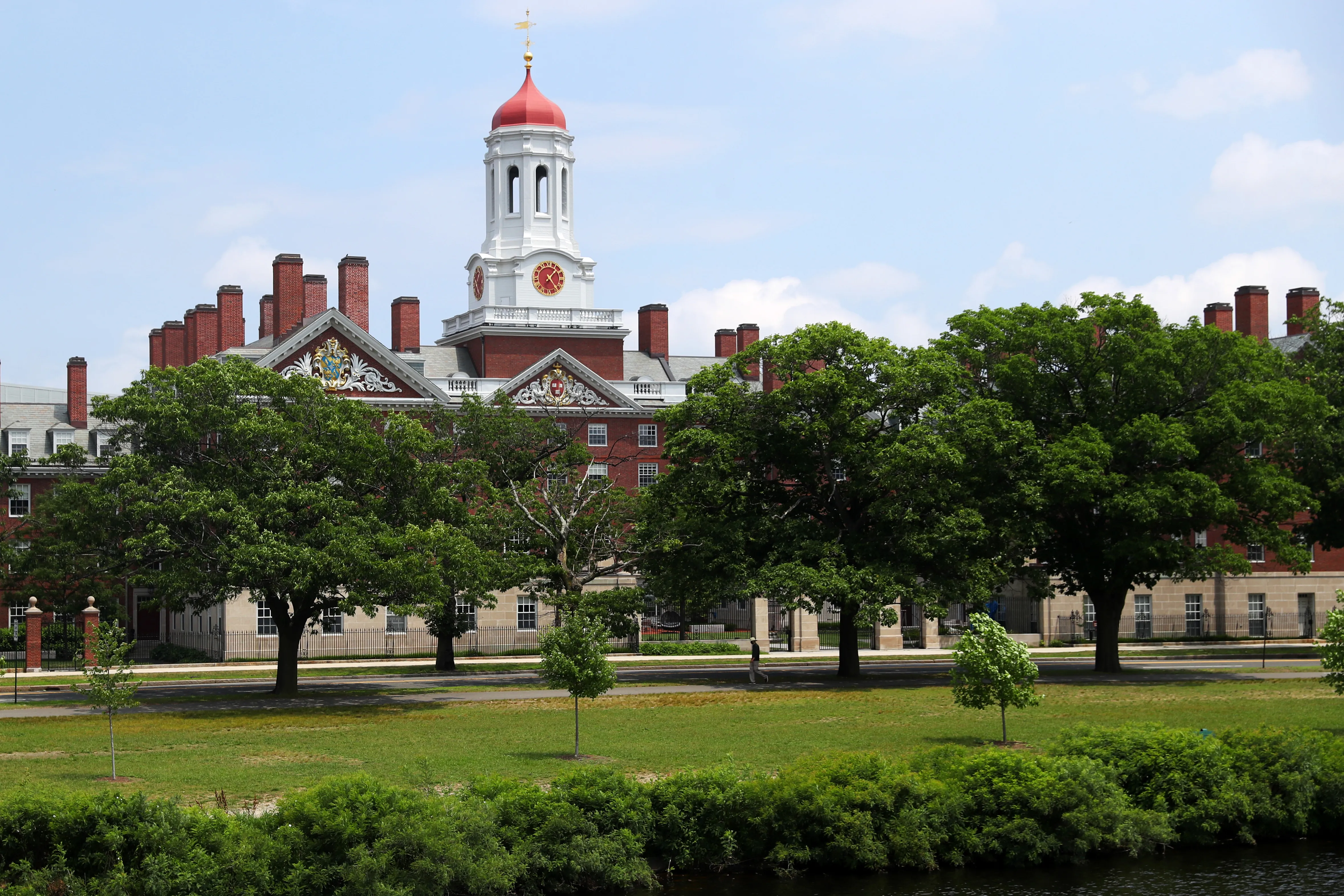 CAMBRIDGE, MASSACHUSETTS – JULY 08: A view of the campus of Harvard University on July 08, 2020 in Cambridge, Massachusetts. Harvard and Massachusetts Institute of Technology have sued the Trump administration for its decision to strip international college students of their visas if all of their courses are held online. (Photo by Maddie Meyer/Getty Images)