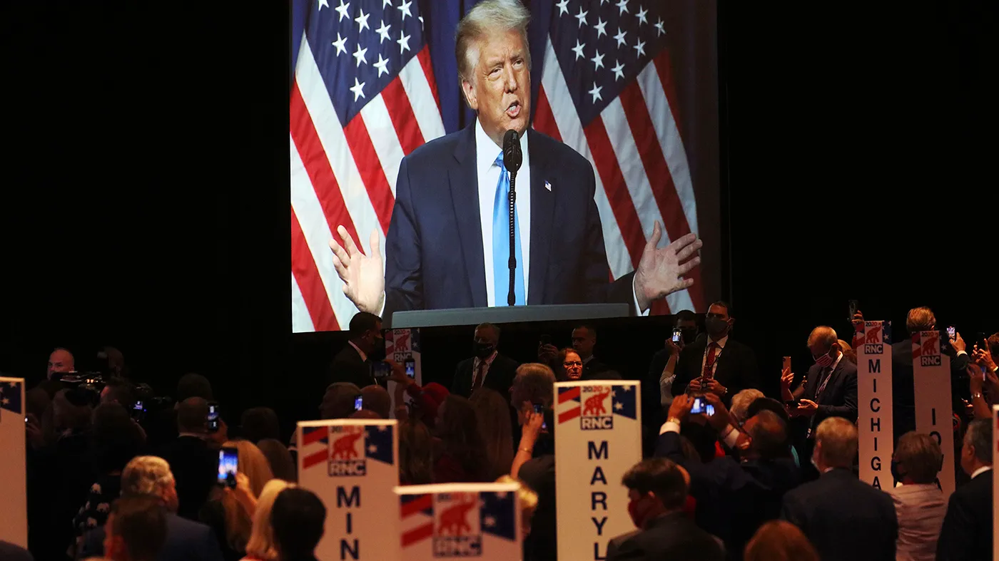 President Trump speaks during the first day of the Republican National Convention Aug. 24, 2020, in Charlotte, N.C.