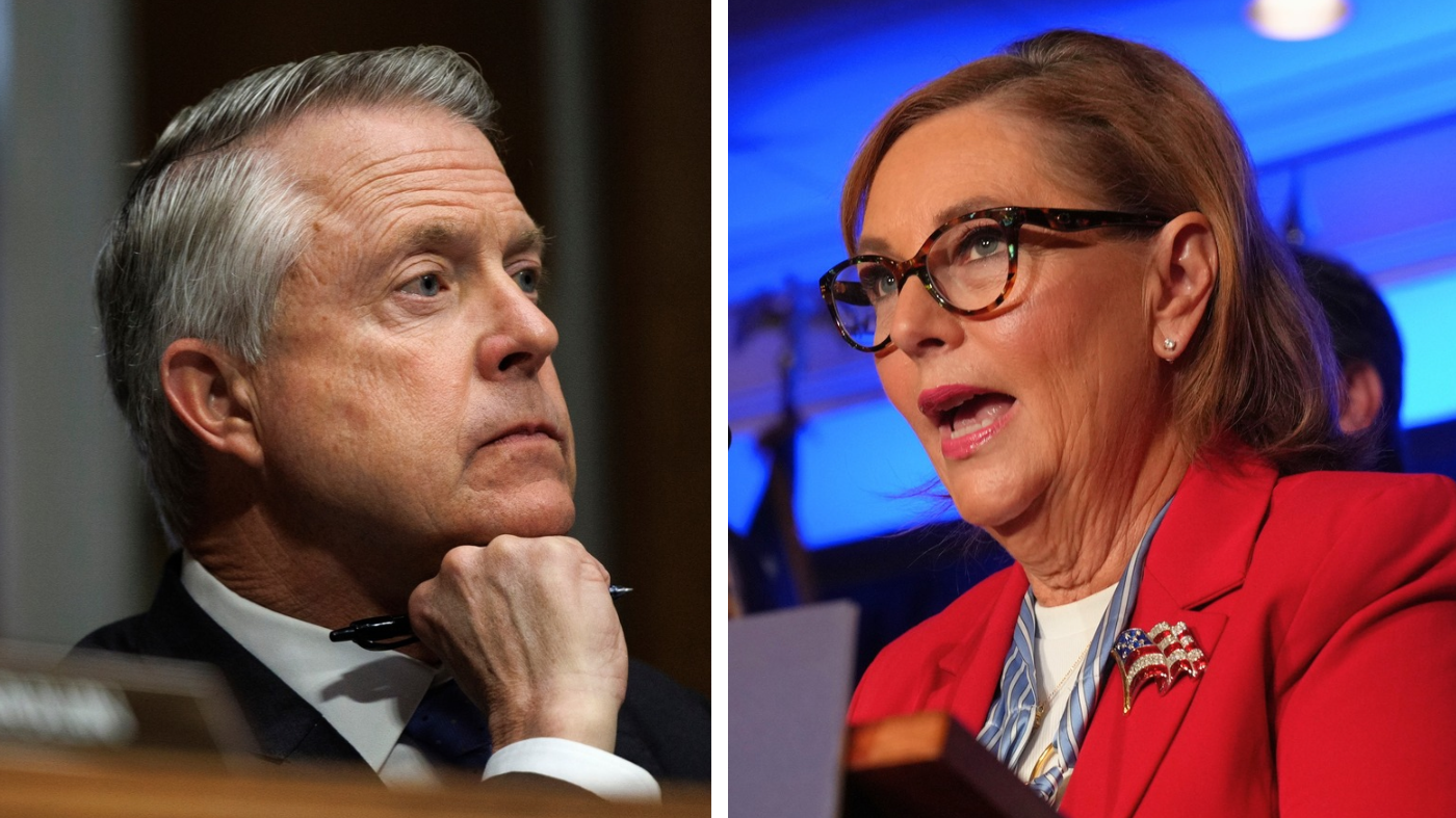 Sens. Roger Marshall (R-Kan.) and Darline Graham (S.C.). (AP Photo/Tom Brenner/Meg Kinnard)