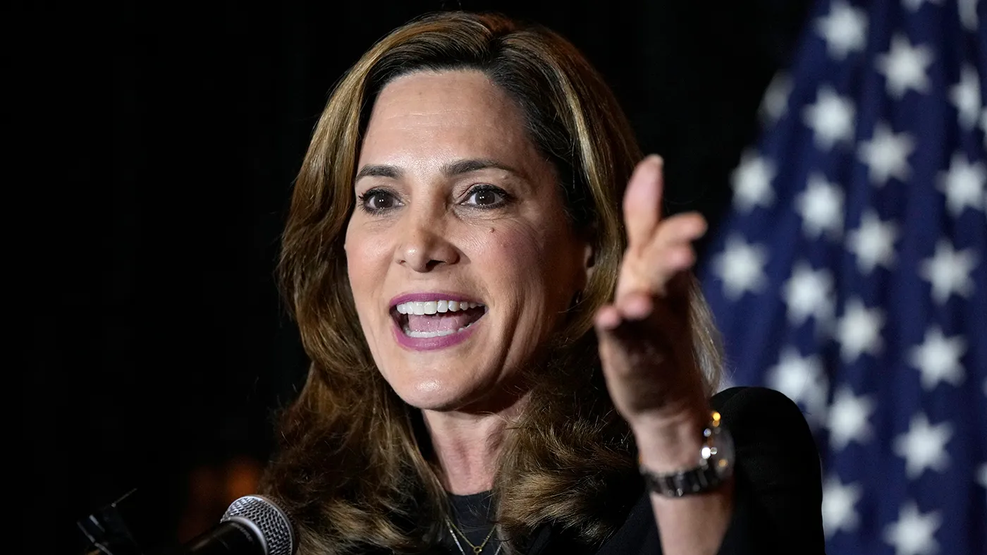 Rep. Maria Elvira Salazar (R-Fla.) speaks at a 2022 Republican campaign rally in West Miami, Fla., Oct. 19, 2022.