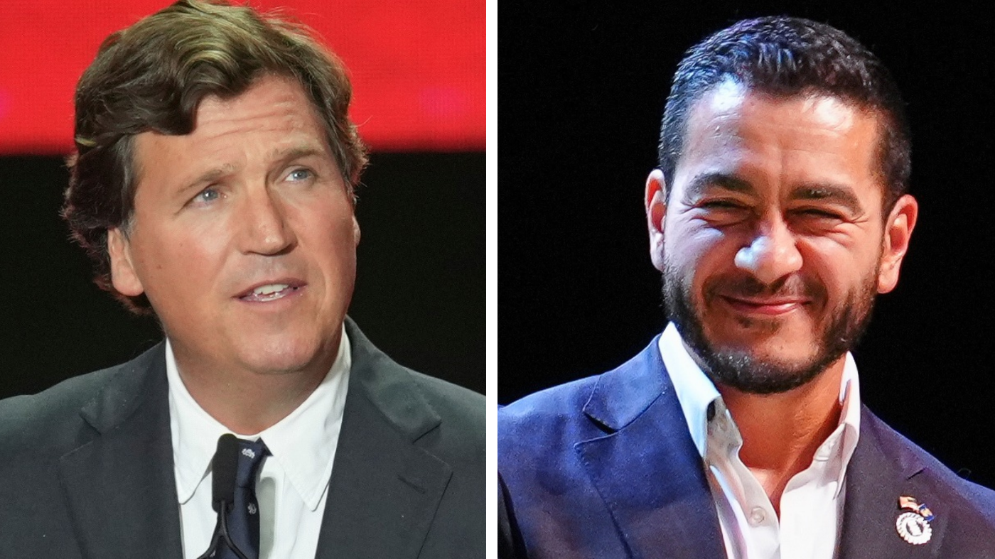 Conservative pundit Tucker Carlson and Michigan Senate candidate Abdul El-Sayed (D). (AP Photo/Ross D. Franklin, File/Julia Demaree Nikhinson)