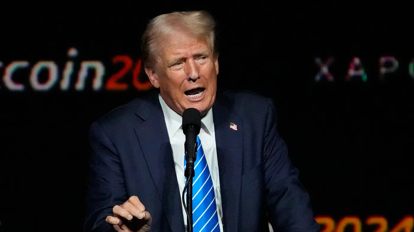 President Trump speaks at the Bitcoin Conference, July 27, 2024, in Nashville, Tenn.