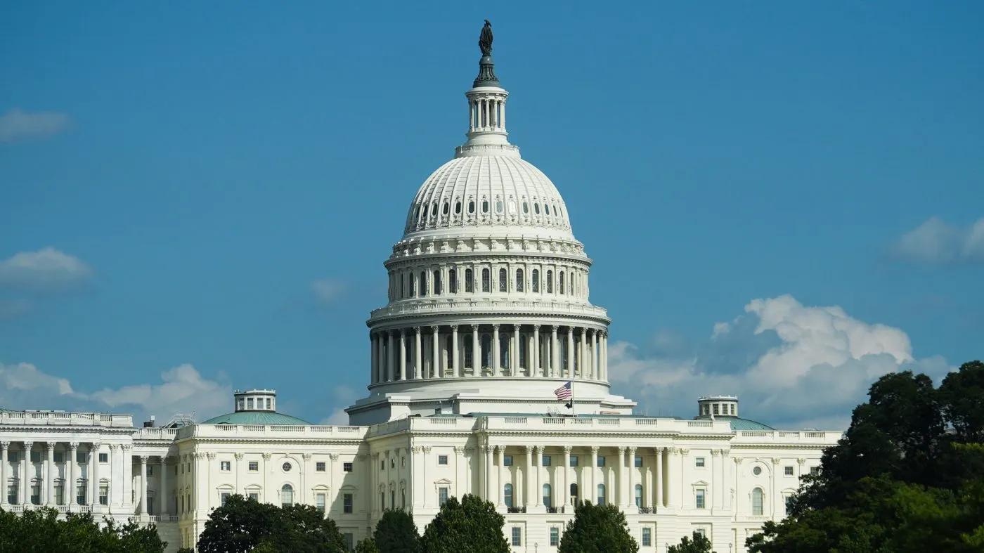 The U.S. Capitol is seen from Pennsylvania Avenue, Sunday, Aug. 30, 2026, in Washington. (AP Photo/Julia Demaree Nikhinson)